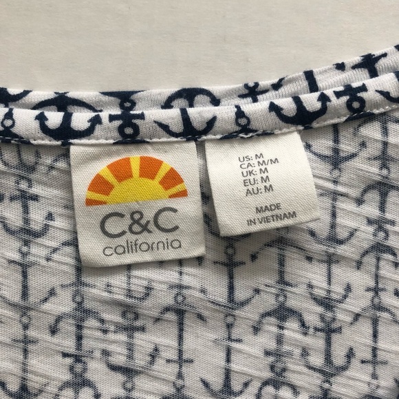 C & C California Anchor Print Tank, Sz M - Picture 2 of 6